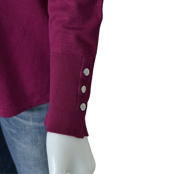 Chico's Dark Pink V-Neck Long Sleeve Rayon Blend Soft Sweater Size 2 - Picture 3 of 8